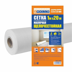90348450 Сетка стеклотканевая малярная щелочестойкая 1х20м ячейка 2.5х2.5мм 45г/м² белая STLM-0195371 4WALLS