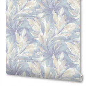 Флизелиновые обои New Age Rio голубые с растительным орнаментом 89433214