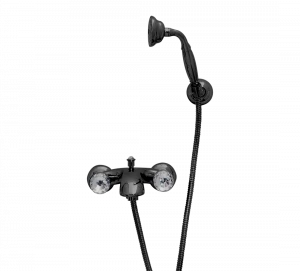 Gentry Home Смеситель для умывальника на три отверстия с выдвижным краном Crystal Темный никель GH102189