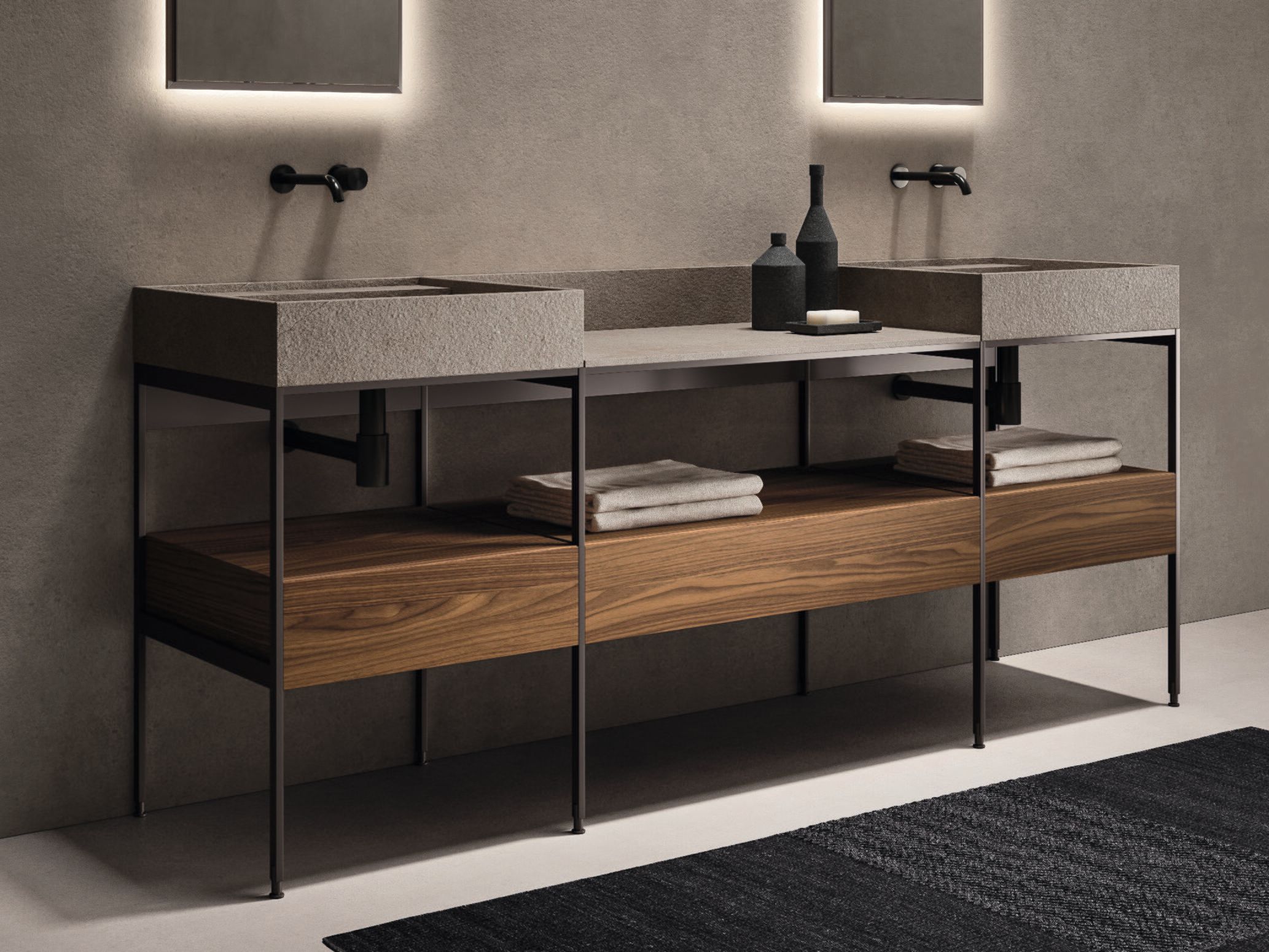 Двойная раковина из орехового дерева со встроенной раковиной Noorth Fjord ARCH-00030052