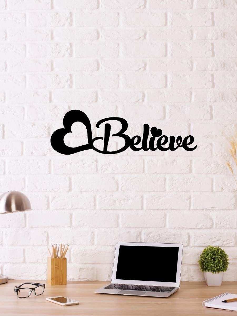 91260232 Панно настенное металлическое "BELIEVE"47,8x14,8 см STLM-0525538 BUANART