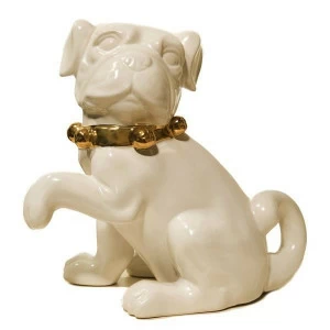 Статуэтка декоративная керамическая 24х26х16 см белая "Мопс" UNICO СОБАКИ, ЖИВОТНЫЕ 255456 Белый;золото