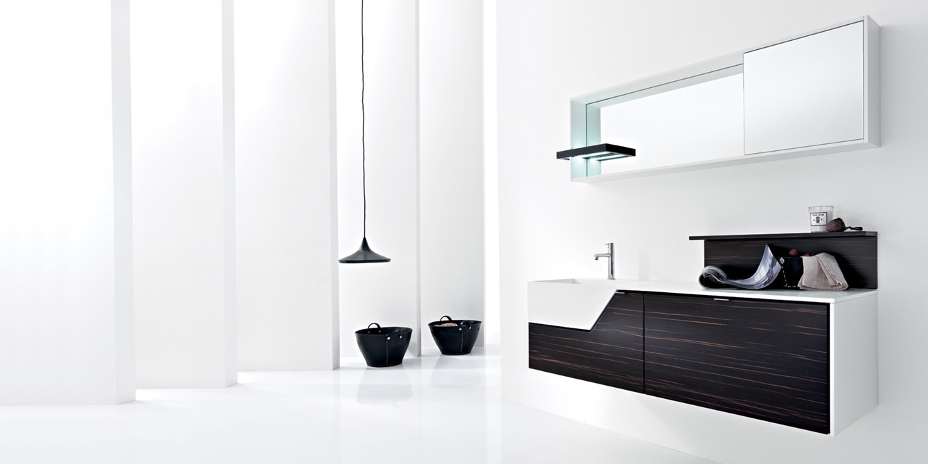 Комбинация ванной комнаты PV13 в отделке Wing Milltek / L41 Bianco / Эбеновое дерево  MILLDUE PIVOT PIVOT13 - Вид №1