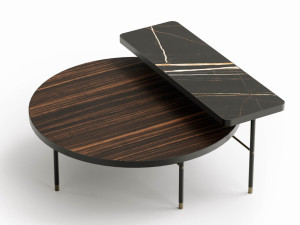 Журнальный столик из дерева и мрамора