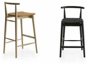 B&B Italia Высокий табурет из дерева и плетеной веревки Jens