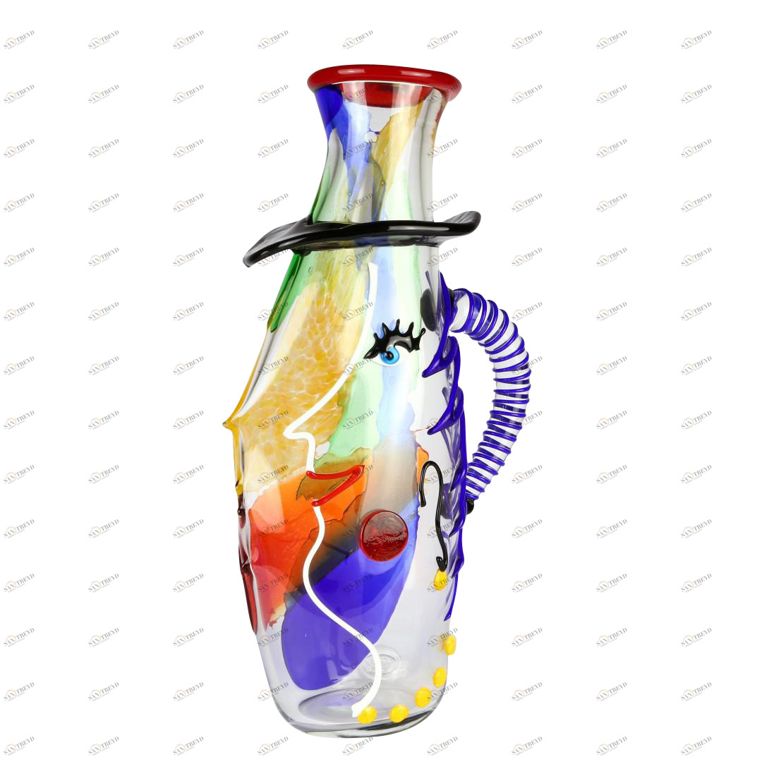 2620 ORIGINALMURANOGLASS Кувшин Лицо женщины - по мотивам Пикассо - Original Murano Glass OMG 16 см 