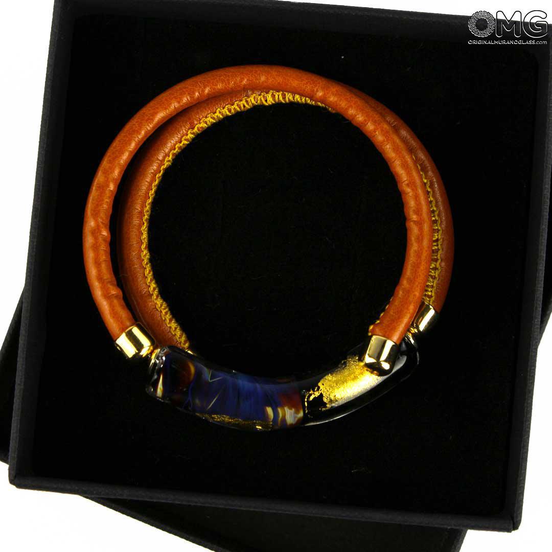 3743 ORIGINALMURANOGLASS Браслет Костанция - золото и халцедоновое стекло - муранское стекло OMG 18 см  - Вид №1
