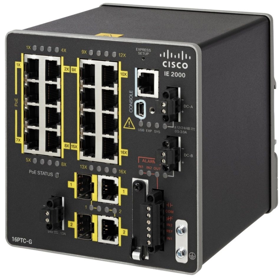 IE-2000-16PTC-G-E Ie2000 with 16fe copper (4 poe+) and 2ge uplinks (lan base) Cisco Santreyd 