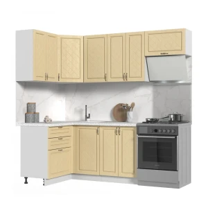 91608599 Кухонный гарнитур Стендмебель МоденаКГ120-160БДВ 160x217x60 см ЛДСП цвет дуб ваниль STLM-1492339