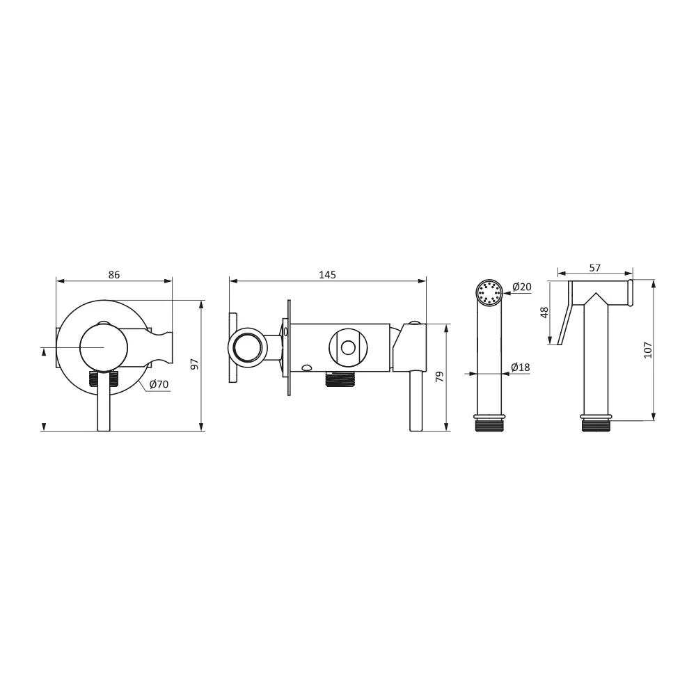 Гигиенический душ Damixa Rowan 213110500LM набор со смесителем цвет бронза STLM-2059767 - Вид №8