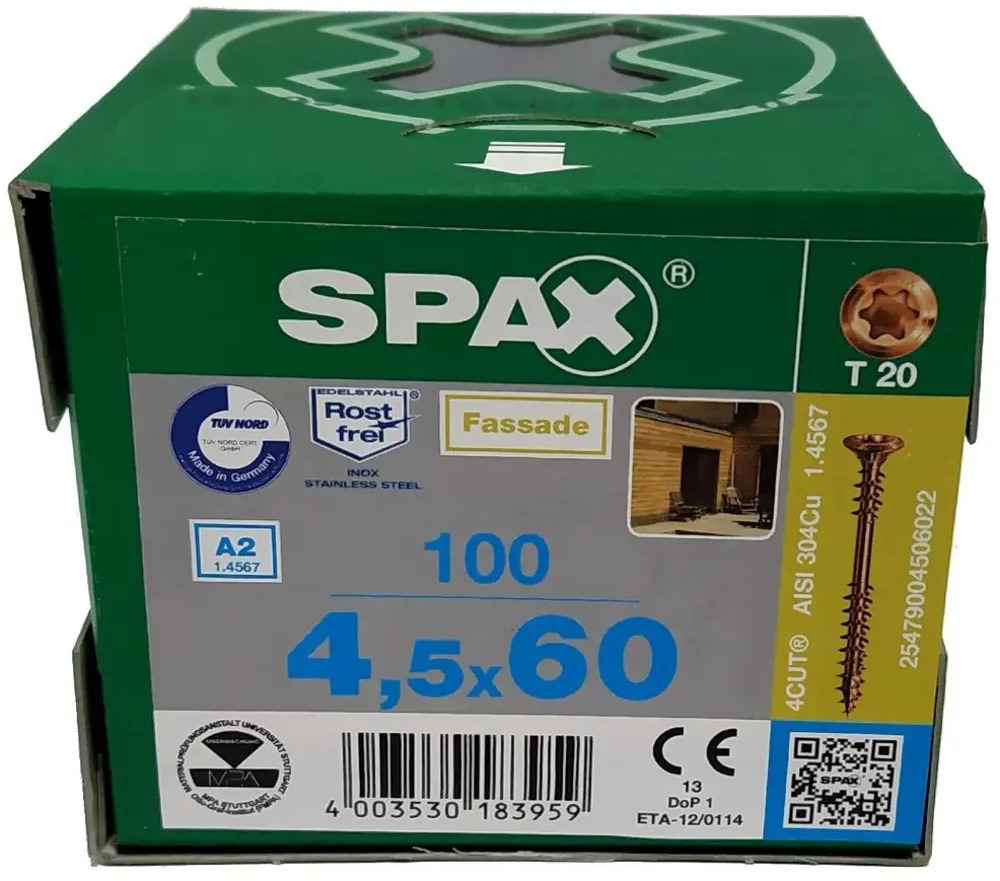 90819758 Саморезы для фасада Spax 4.5x60 двойная резьба линзовая головка (100 шт) антик STLM-1008192