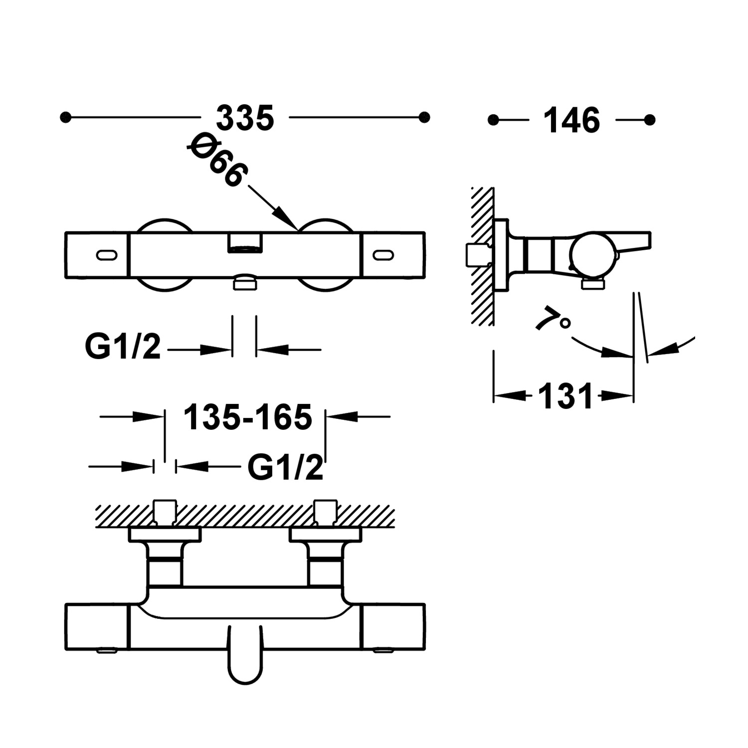 Настенный термостатический смеситель для ванны и душа-19017402AC TRES Thermostatic - Вид №1
