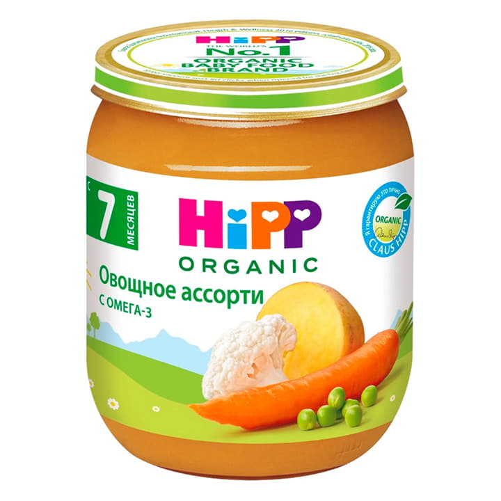 Пюре Овощное ассорти с 7 месяцев HiPP 125 г Santreyd 15714