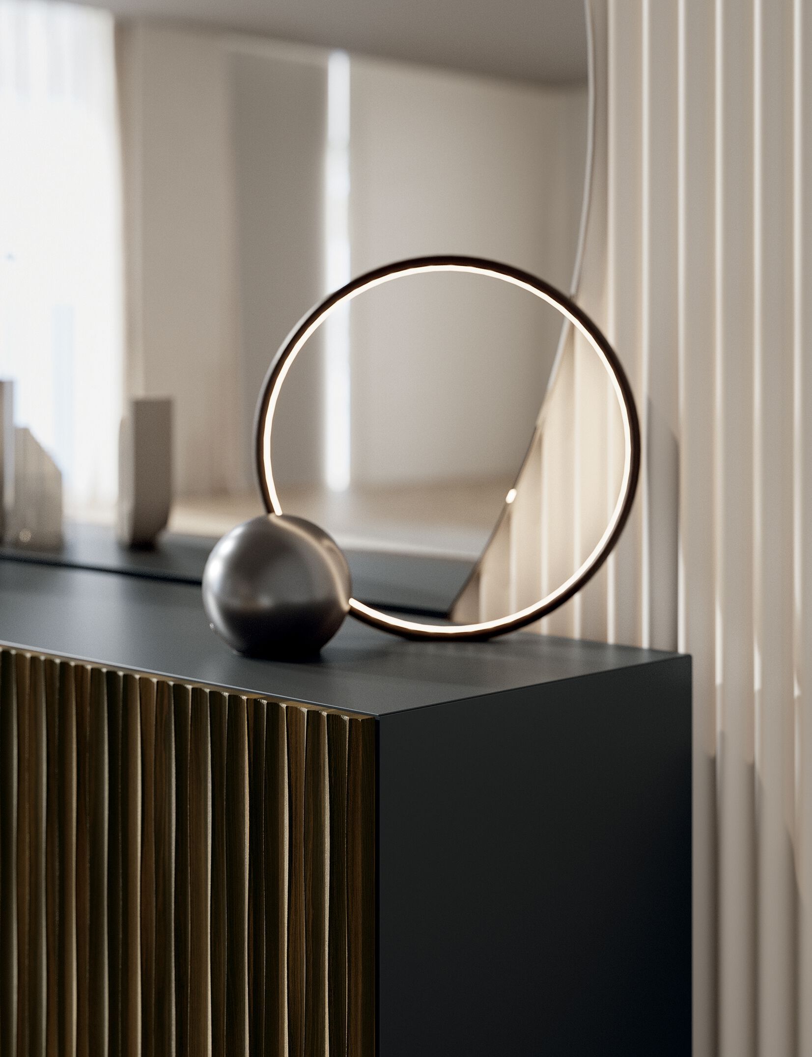 Стальная светодиодная настольная лампа с диммером Bontempi Casa Circle ARCH-00043848 - Вид №1