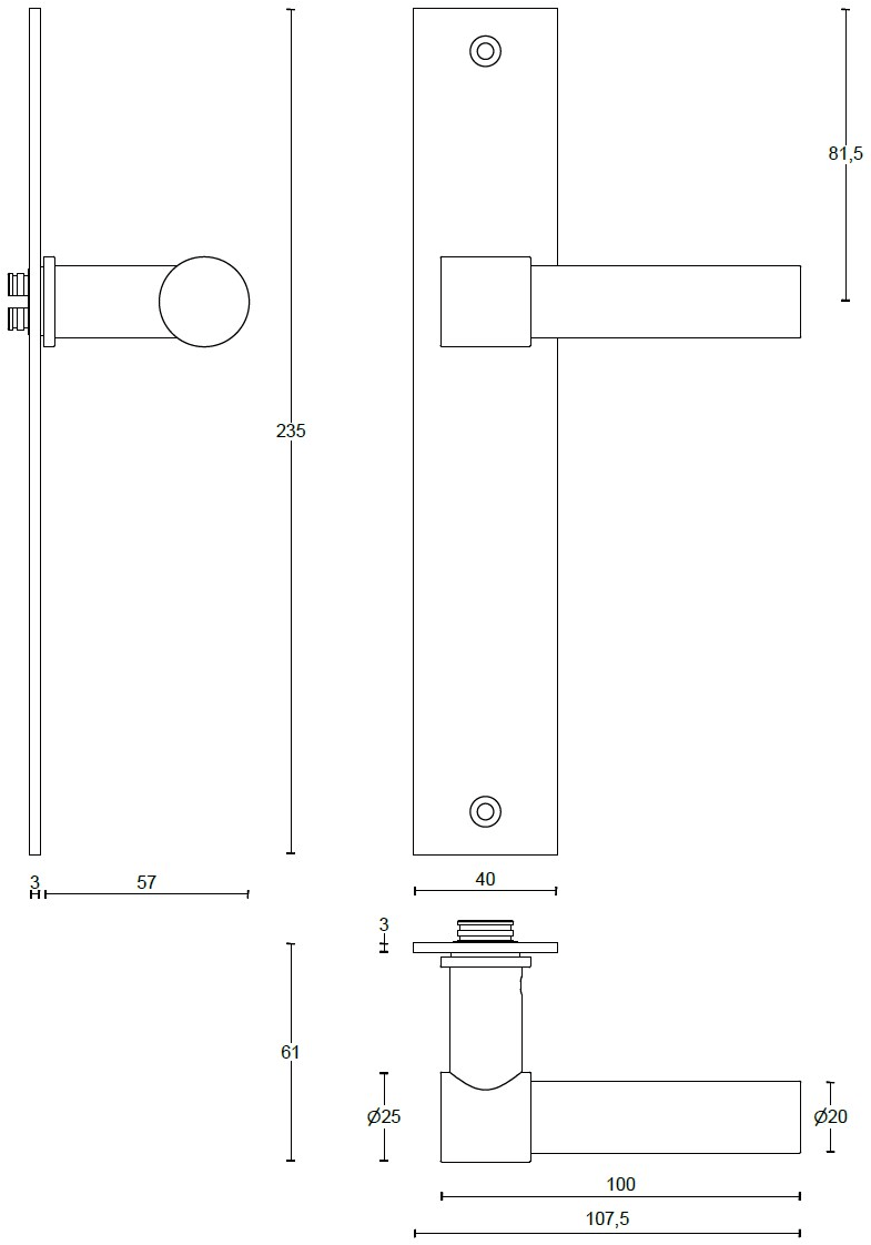 Formani Ручка из нержавеющей стали с матовым покрытием на пластине One Pbl20p236sfc - Вид №1