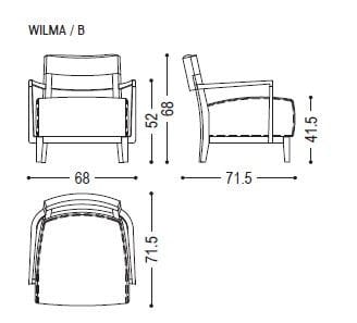 Кресло с подлокотниками из массива дерева и кожи Riva 1920 Wilma ARCH-00113250 - Вид №4