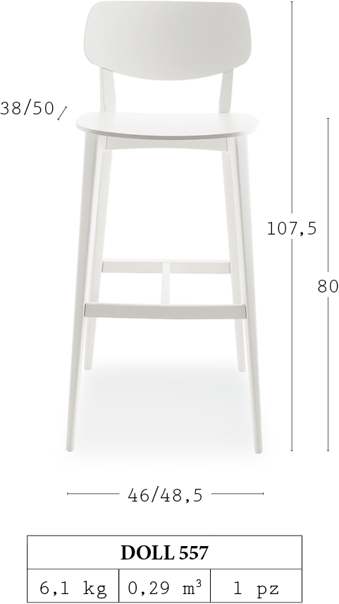 Billiani Табурет из бука со спинкой Doll 557 - Вид №2