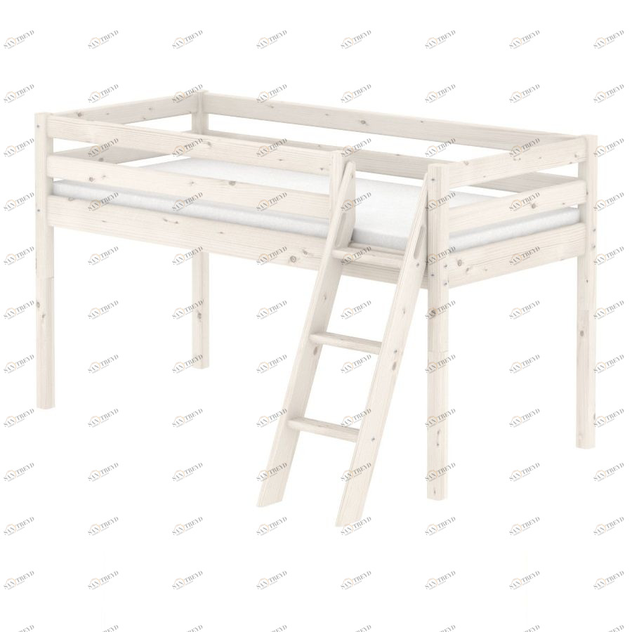 Кровать Flexa Classic с наклонной лестницей, белая, 190 см 9010307201