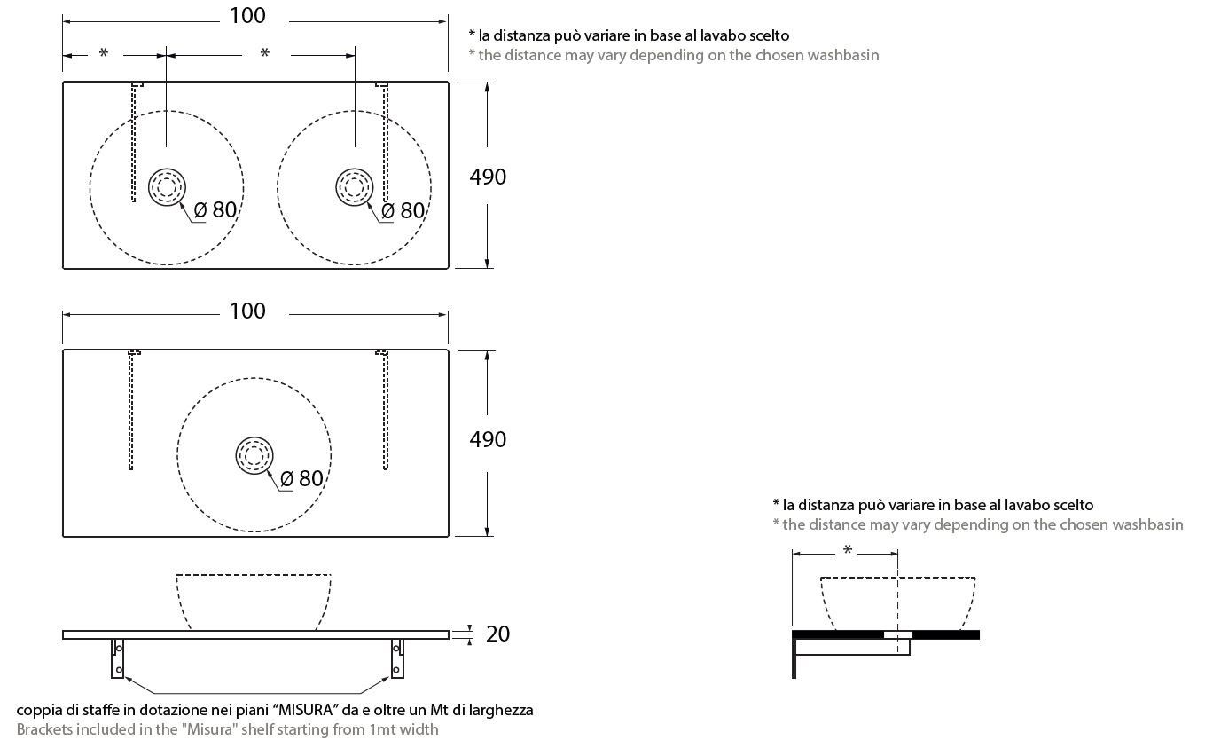Керамическая полка для ванной комнаты Azzurra Ceramica MISURA ARCH-00100376 - Вид №21