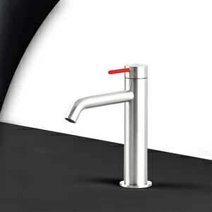 Смеситель для раковины сталь глянцевая с красной ручкой Toki Radomonte TKI2LCIL15