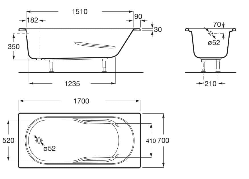 Утопленная акриловая прямоугольная ванна Roca Genova-N ARCH-00090360 - Вид №2