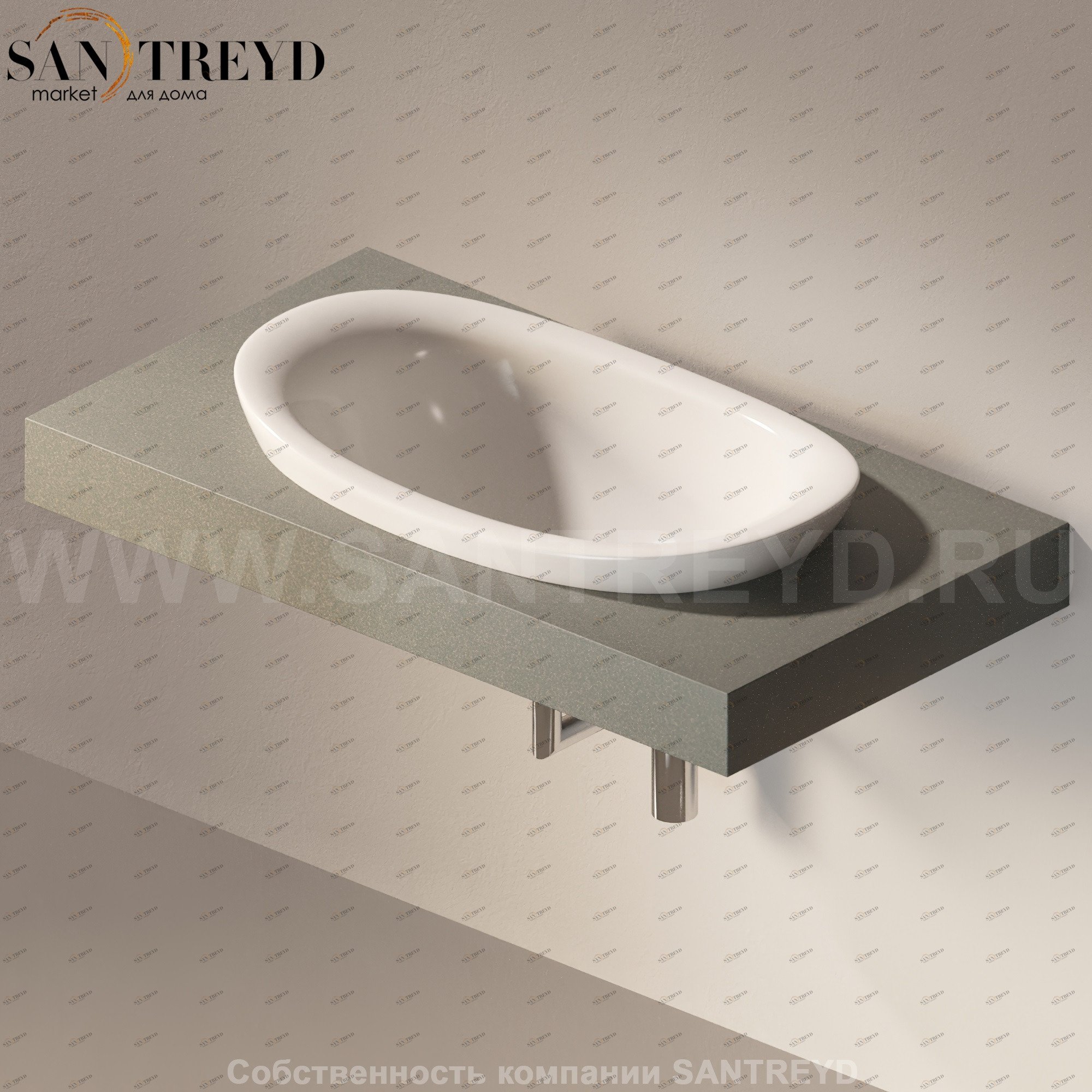 Flaminia IO e SI Столешница с отверстием под раковину серая IO75M1.7037 Ceramica Flaminia IO75M17037