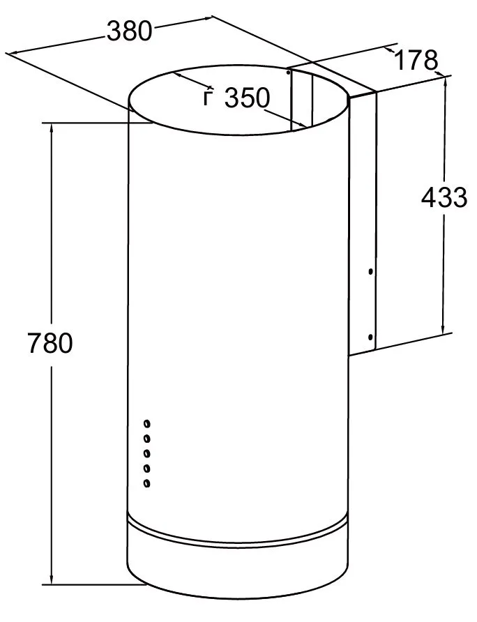 9270639 Вытяжка пристенная Meferi TUBE35BK COMFORT черный STDN-0151312 - Вид №15