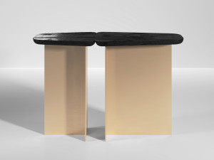 Прямоугольная консоль из дерева и металла