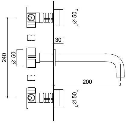 Rubinetteria Giulini Смеситель для умывальника настенный на 3 отверстия Myring Fmr0123 - Вид №2