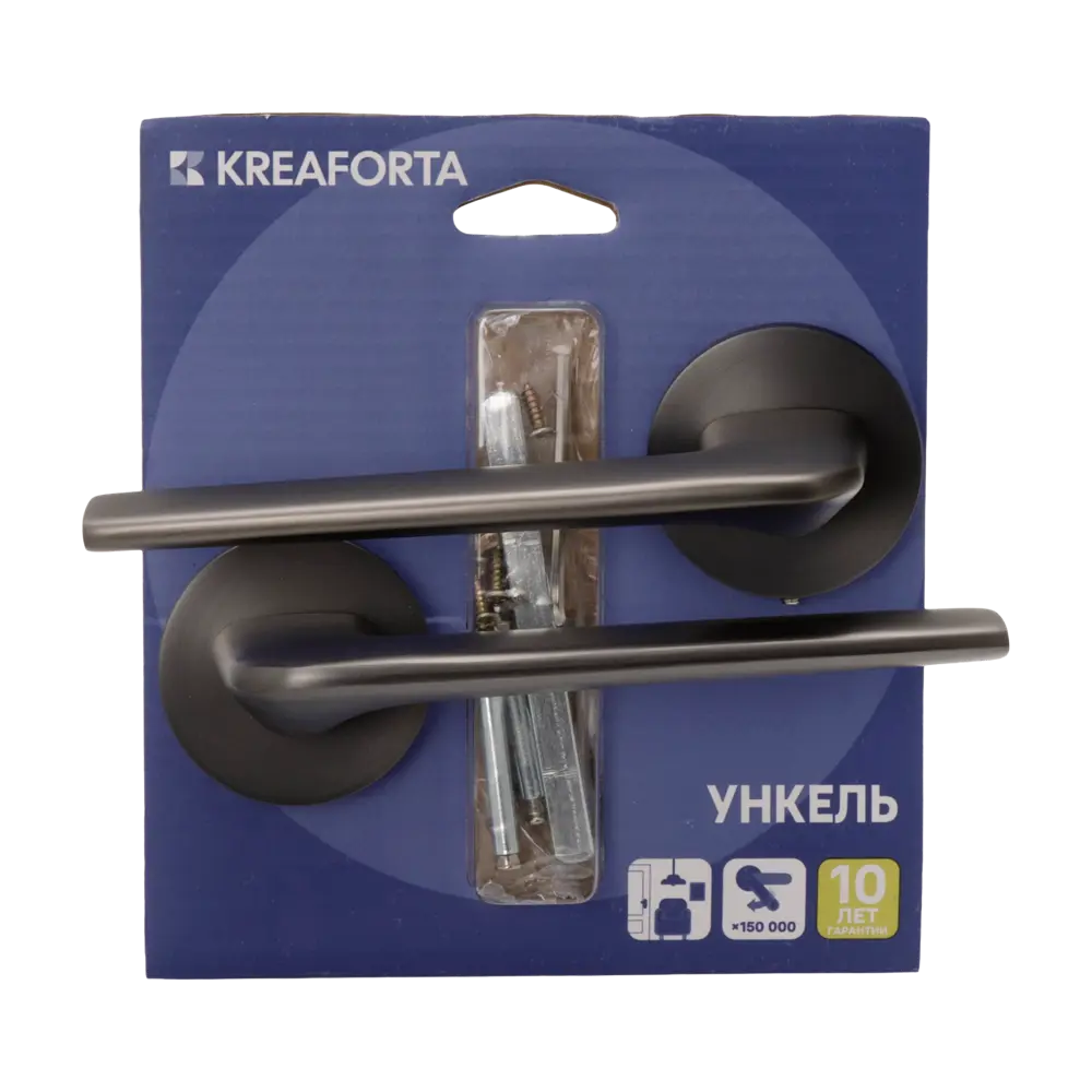 Дверная ручка на розетке KREAFORTA Ункель без запирания цвет графит STLM-2123425 - Вид №2