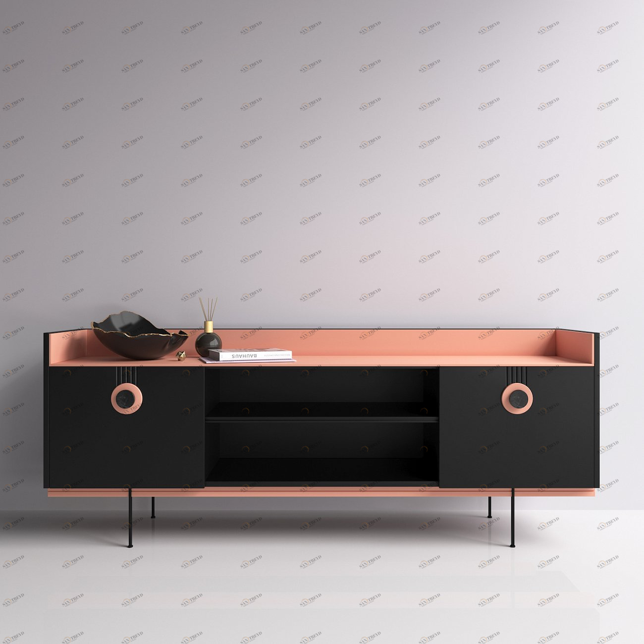 Тумба под телевизор черно-розовая Lago BRAGIN DESIGN LIVING 00-3974646 Розовый;черный