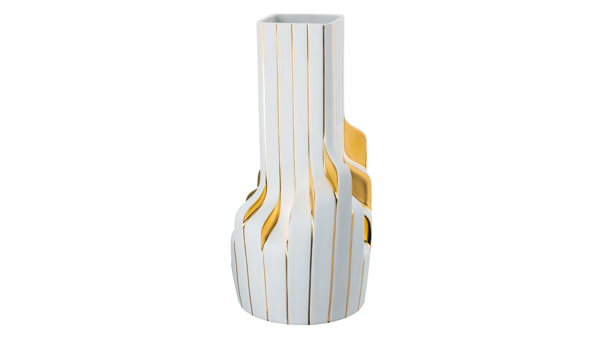 10640569 Rosenthal Ваза Rosenthal Полосы 40см, фарфор, белая, золотая (Заха Хадид) Фарфор  - Вид №2