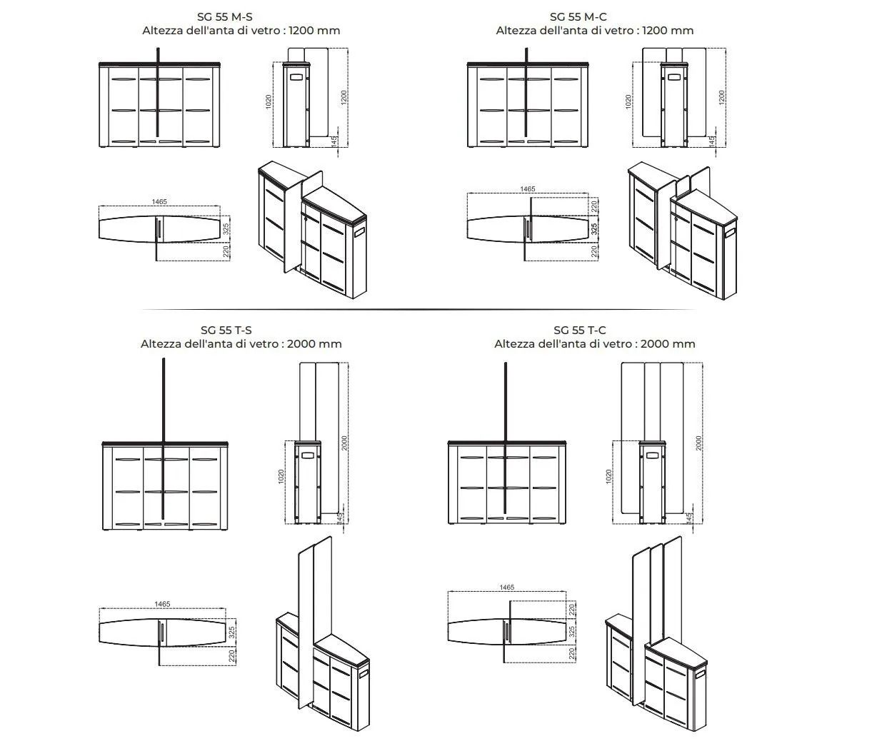 Двунаправленный моторизованный дверной проем с раздвижными дверями CAME SG55 ARCH-00121887 - Вид №3