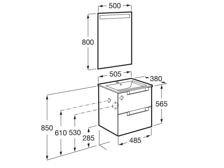 Деревянный подвесной умывальник с зеркалом Roca UNIK A85182 / A85183 / A85184 ARCH-00019858 - Вид №37