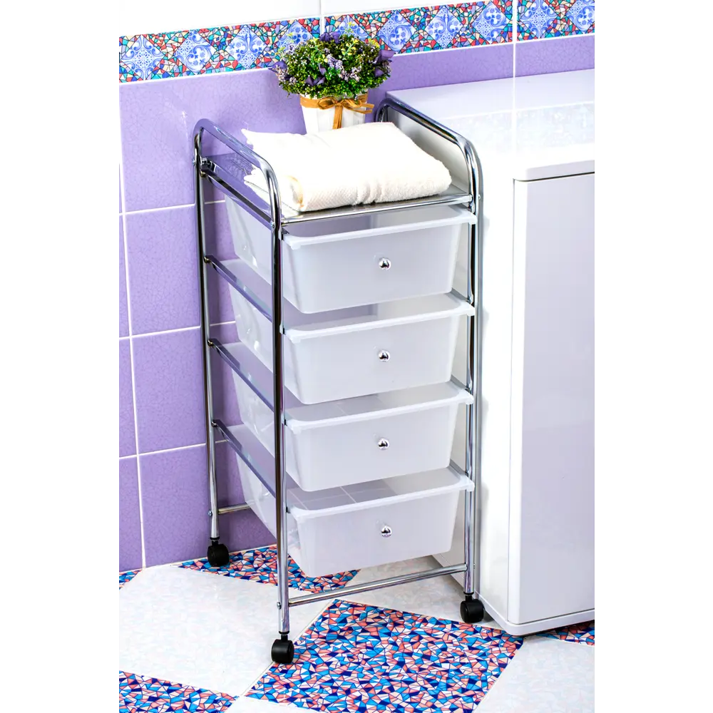 Стеллаж четырехъярусный Swensa, 31.8х76.5 см, цвет хром 14277027 STLM-2020608 SWFL - Вид №1