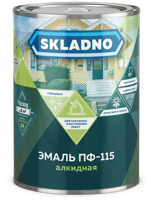 90788676 Эмаль ПФ-115 Skladno полуглянцевая цвет красная 20 кг STLM-0382180