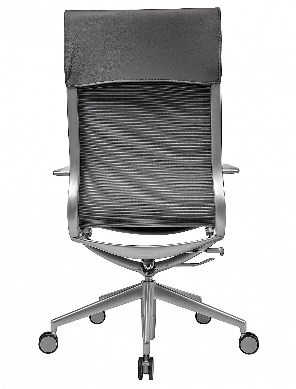 Кресло офисное кожаное с алюминиевыми подлокотниками 106х51 см серое Mercury HB SOHO DESIGN ДИЗАЙНЕРСКИЕ 00-3886284 Серый  - Вид №3