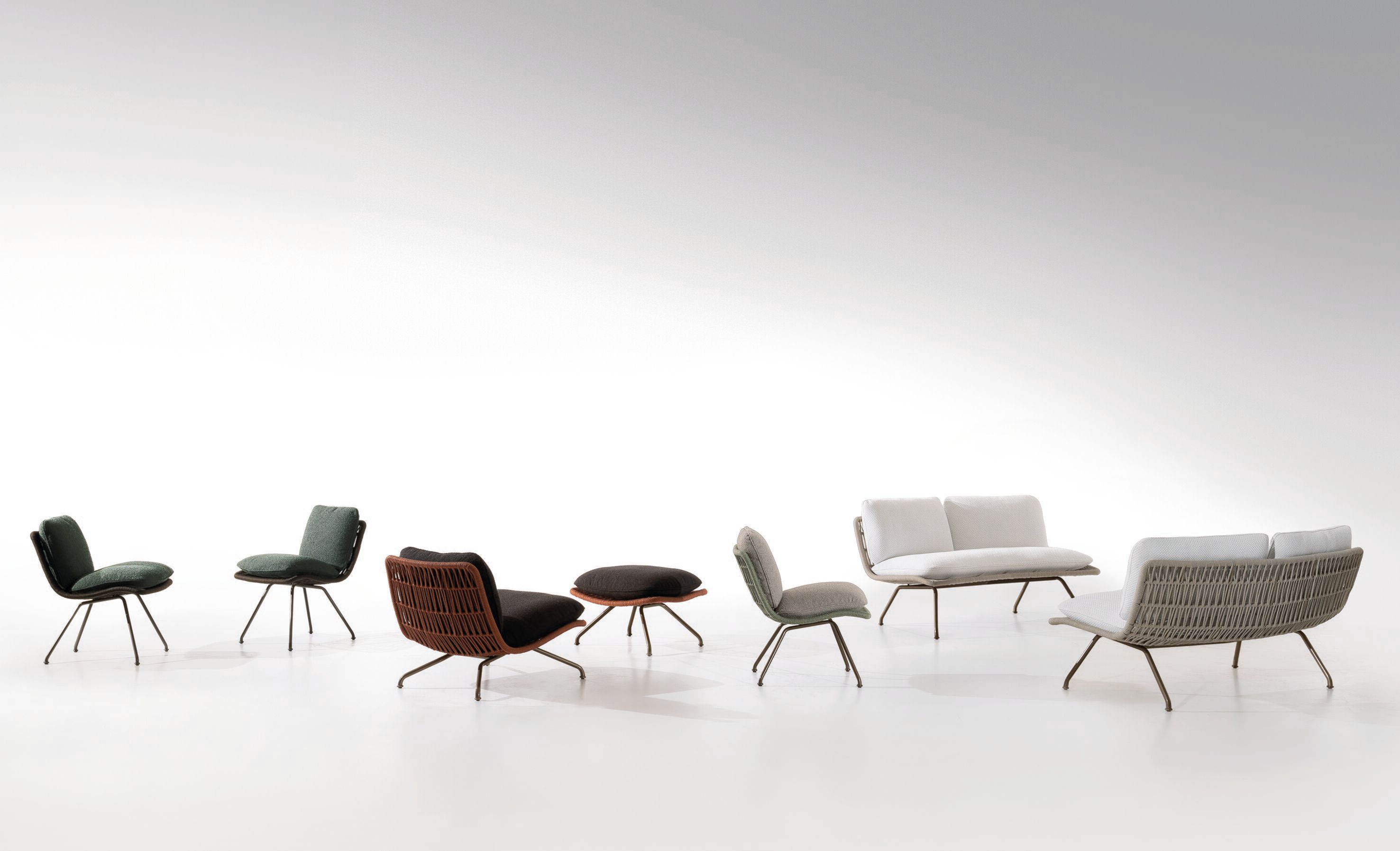 Ткань открытый стул с подставкой для ног Minotti Pattie Cord Outdoor ARCH-00119506 - Вид №2