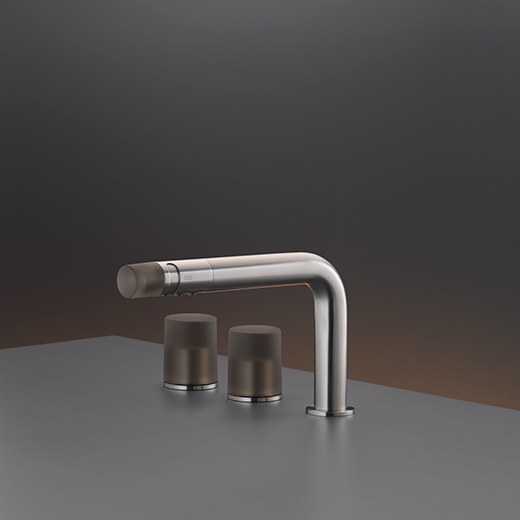 три отверстия смеситель с поворотным носиком для фонтанировать потока H. 120 мм </span>. Цветные TechnoGel® ручки  UDT13 CEADESIGN  - Вид №1