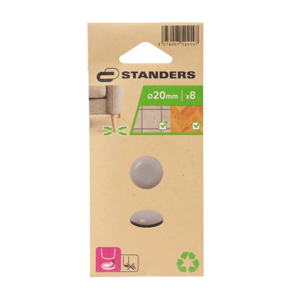 Накладки Standers 20 мм ПВХ круглые цвет серый 8 шт. 85066272 STLM-2139367  - Вид №2