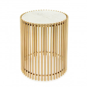 450299-18 ABHIKA БОКОВОЙ СТОЛ SPIN H51 D44 WHITE/GOLD