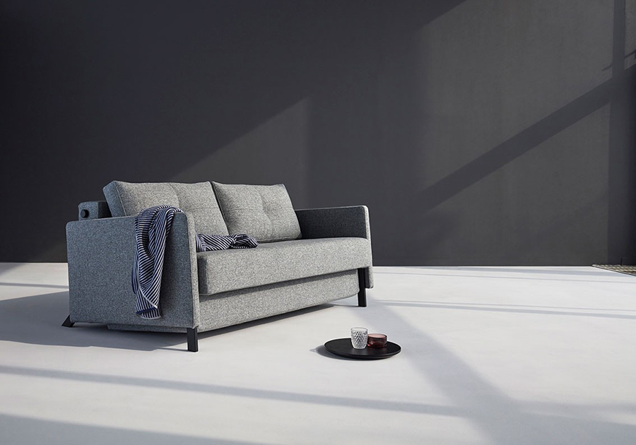 Диван Cubed 140 с подушками, подлокотниками Rests и черными ножками, гранит Innovation Living CUBEDS7 - Вид №2