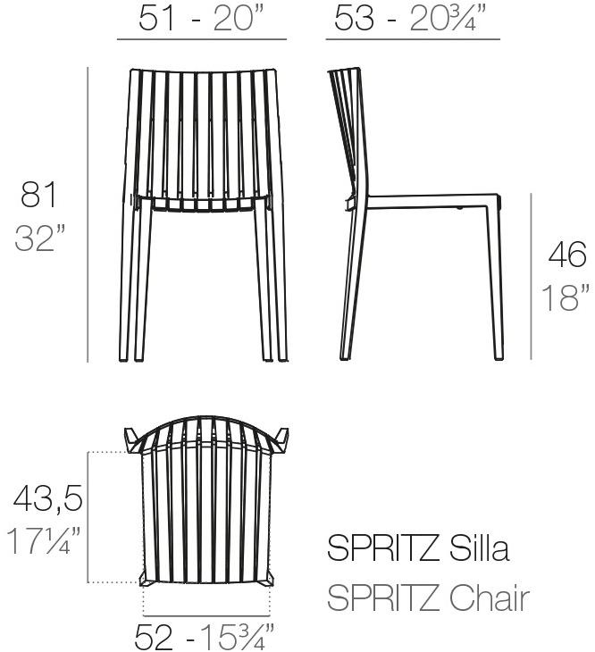 VONDOM Садовый стул из полипропилена Spritz 56016 - Вид №14