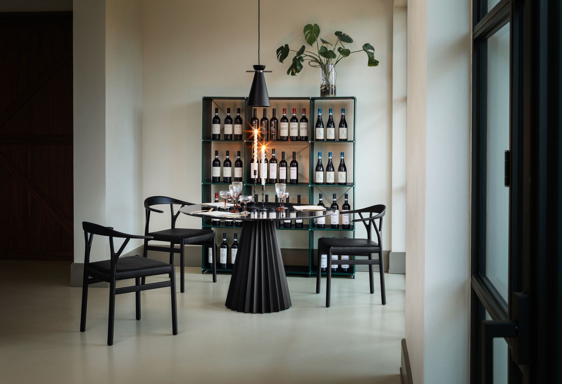 Круглый мраморный стол с металлическим основанием Midj плиссе ARCH-00026167 - Вид №3