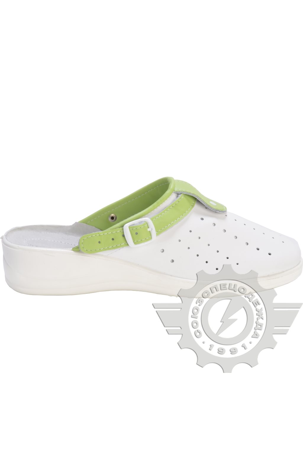 63190 Туфли Сабо "Комфорт" белые с салатовым  Медицинская обувь размер 38 Спецодежда  - Вид №3