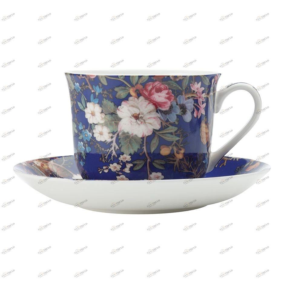 Чашка фарфоровая с блюдцем синяя в подарочной упаковке "Цветочная муза" MAXWELL & WILLIAMS УИЛЬЯМ КИЛБУРН 00-3946820 Синий 