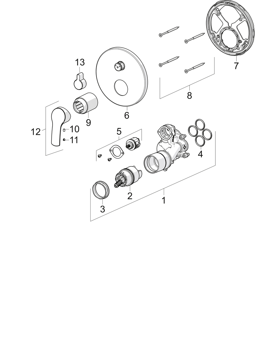 Oras 1044C Панель смесителя для ванны и душа 1044C Safira Хром  - Вид №4