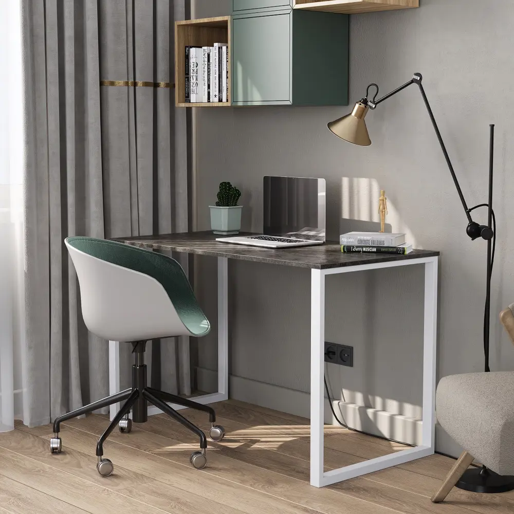 91633752 Офисный стол Weldwood Цемент 120x75x60 см дерево/металл цвет белый/цемент/темно-серый STLM-1085135