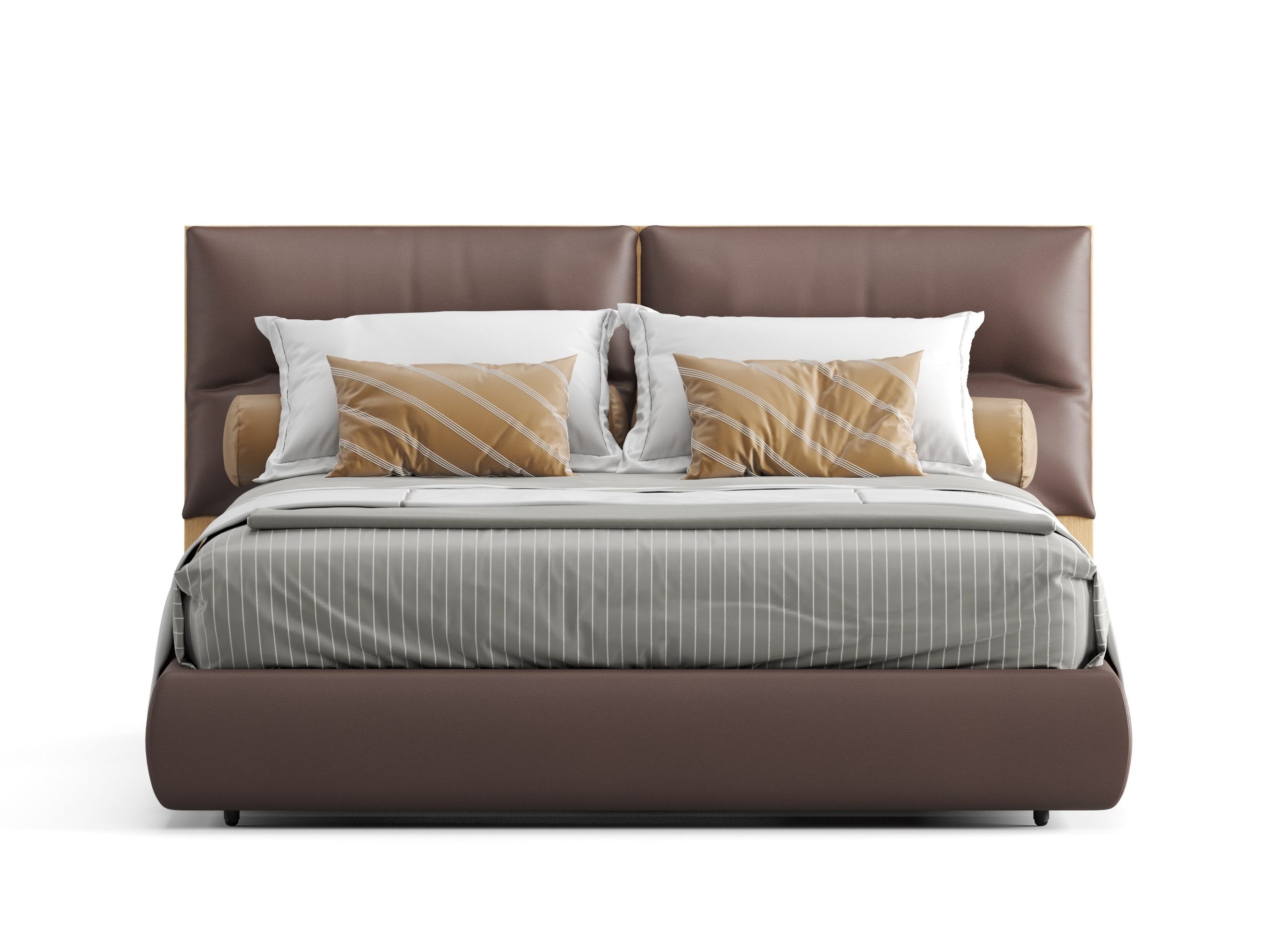 Кожаная двуспальная кровать с мягким изголовьем Ersa Nyks ARCH-00086985 - Вид №1