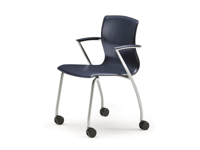 Кожаный мягкий стул с колесами с подлокотниками TALIN Webtop ARCH-00024834